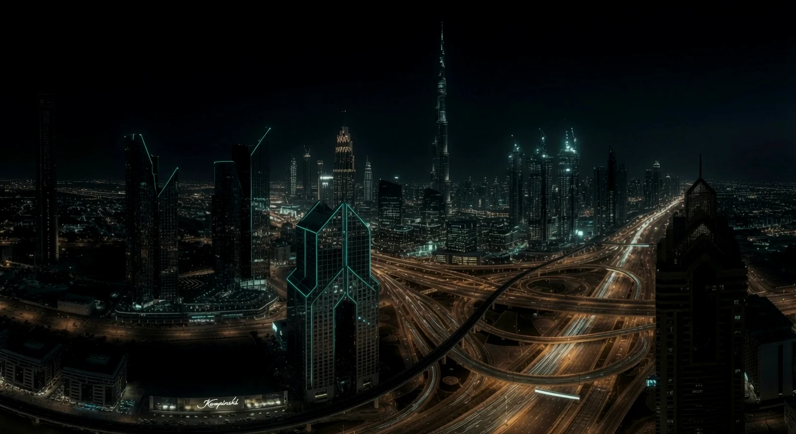 Dubai city lights at night